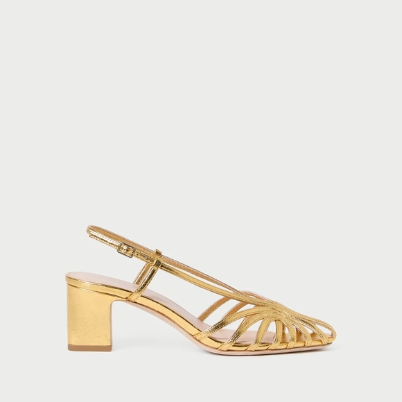 Loeffler Randall Gold Strappy Block Heels - Picture 2 of 6